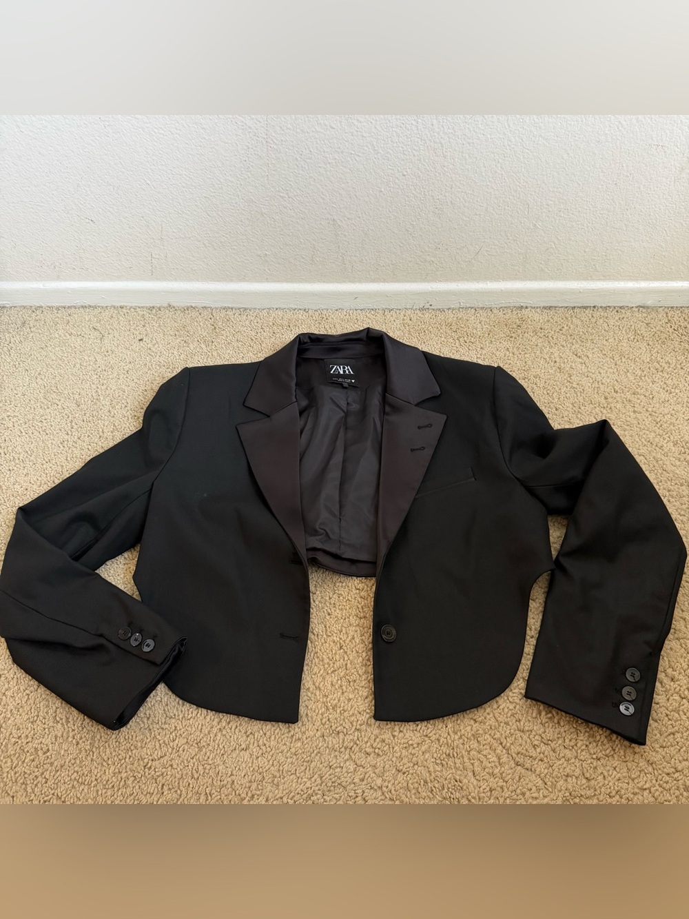 ZARA Black Satin-Look Blazer